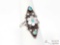 Old Pawn Turquoise and Pink Shell Sterling Silver Ring, 3.5g