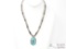 Vintage Turquoise Sterling Silver Necklace, 29.3g