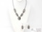 Larry Spencer White Buffalo Sterling Silver Necklace With Matching Dangle Earrings, 74.3g