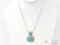 Sterling Silver Necklace with Turquoise Pendent, 14.7g