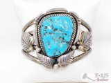 Sterling Silver Native American Turquoise Cuff Bracelet- 72.1g