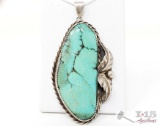 Sterling Silver Turquoise Pendant, 27.1g
