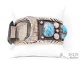 Turquoise Sterling Silver Cuff, 134g