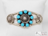 Randy Billy Kingman Turquoise Sterling Silver Cuff- 25.9g