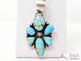 B Johnson Nevada Turquoise Cluster Sterling Silver Pendant Stones, 19.4g