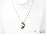 Vintage Turquoise Sterling Silver Necklace, 11.8g