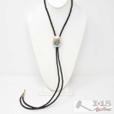 Vintage Sterling Silver And Turquoise Bolo Tie, 23.1g