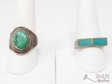 2 Turquoise Sterling Silver Rings- 14.5g