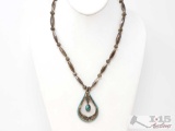 Old Pawn NB Turquoise Sterling Silver Necklace , 44g