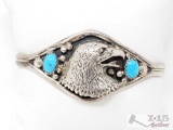 GD Turquoise Eagle Sterling Silver Cuff, 16.9g