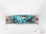Sterling Silver Turquoise Cuff Bracelet- 29.7g