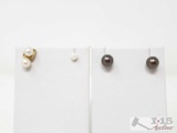 5 14k Gold Pearl Earrings, 4.9g