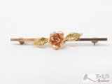 14k Gold Rose Pin, 1.1g
