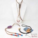 3 Bolo Ties And Necklace