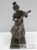 Female Musician Bronze Sculpture By K Hackstockwien