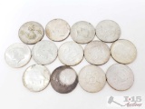 13 Silver Kennedy Half Dollars, 150.2g