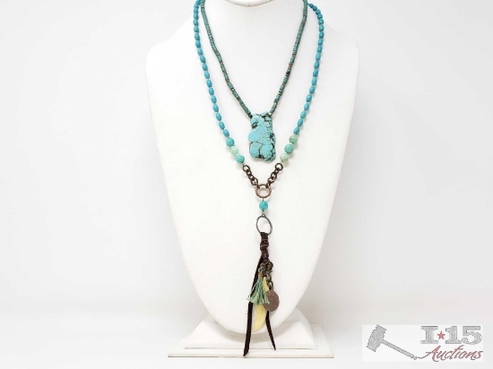 2 Sterling Silver And Turquoise Necklaces