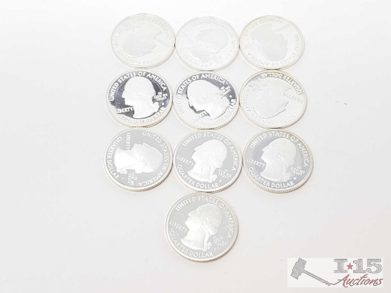 10 Uncirculated 90% Silver Quarters