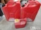 2 5 gallon Metal Gas Cans and 1 plastic 1 gallon Gas Can