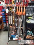 Metal Rack With Different Types of clamps Pipe Benders and Level