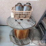 2 Hanging Lanterns And Wooden Spool