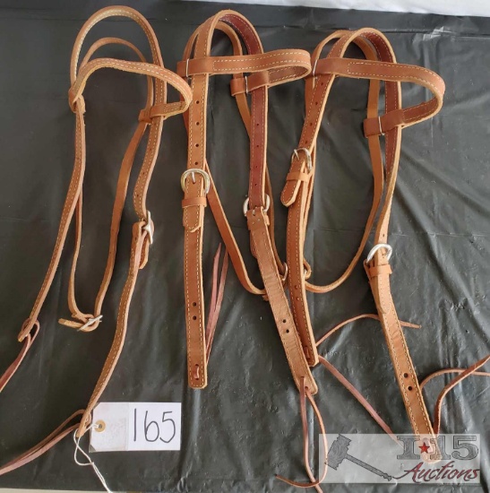 Three New 1" Harness Leather Brow band Headstalls