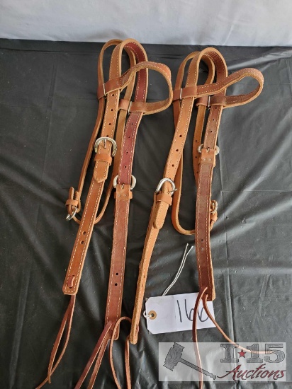 Two New 1" Harness Leather Brow band Headstalls