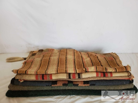 6-Saddle Blankets and 1-Navajo has leather guards and Sterling Silver...Ferrules & Horse hair Tassel
