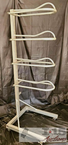 4-Tier Steel Saddle Rack on Wheels with Wheel Locks