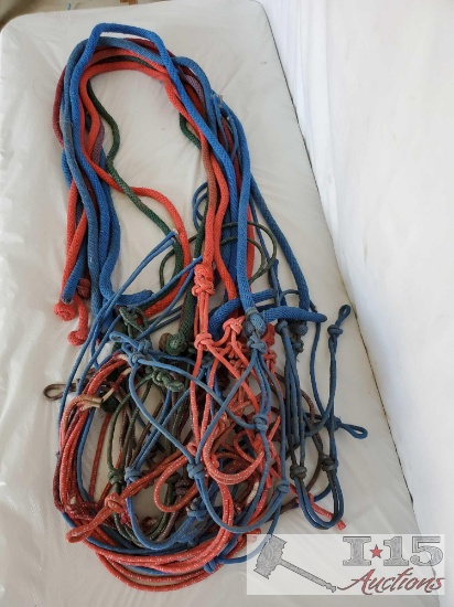 10 Knotted Ranch Rope Halters with 6ft Leads Attached