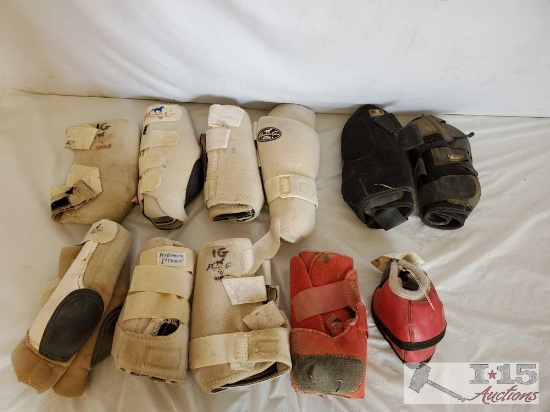 Lots of Name Brand Splint Boots and single pair of Red Bell Boots