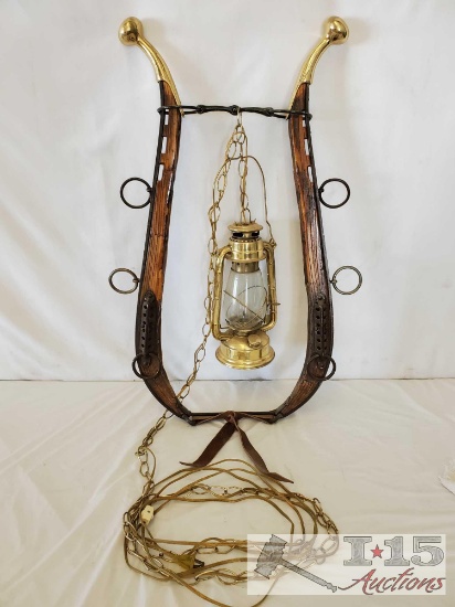Draft Horse Shafts and Lantern Hanging Lamp, Landmark Plus 52" Ceiling Fan