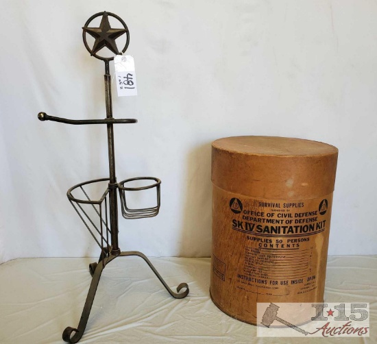 Vintage Government Survival Kit with Iron Magazine and Toliet Paper Holder