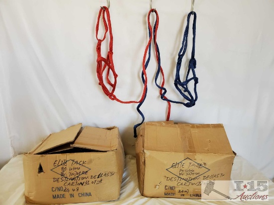2 Cases of Nylon Over The Head Halters with 6 ft Leads attached