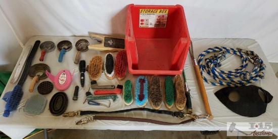 Grooming Items Galore, Foal Creep Feeder and Lead Rope
