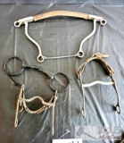 Two Cowboy Curbs, a Ring Snaffle and a Hackamore Bit