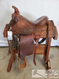 Cowboy Rope Saddle with Buck Stitching