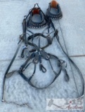 Single-up Like New Patton Leather Horse harness Complete with 2- Different Sized Collars