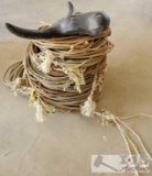 1 Steer Head Roping Dummy, New Leather Horn Wraps, 3 Misc Bundles of Used Rope