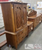 Dresser With Mirror, Headboard, 2 Nightstands, And Armoire