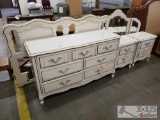 Dresser With Mirror, 2 Night Stands, And Headboard