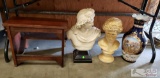 Vase, 2 Statues, And Wooden Step