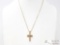 14k Gold Necklace with Diamond Cross Pendent, 7.1g