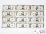 12 Red Seal Series Of 1963 Five Dollar Bills