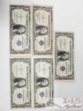 5 Blue Seal Dollar Bills