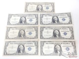 7 Blue Seal Dollar Bills