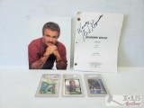 Autographed Burt Reynolds Evening Shade Script And Photo And 3 Trading Cards