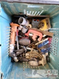 Tote Of Pipe Cutters, Deburrers, Cutting Wheels, Sanders, And More