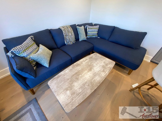 Sectional couch with Wooden Coffee Table