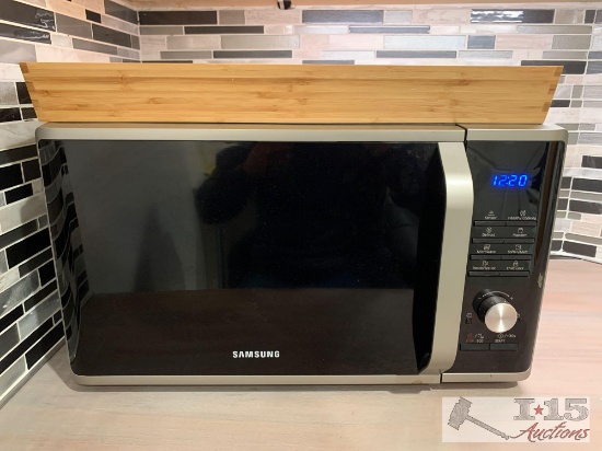 Samsung Microwave And Wooden Organizer